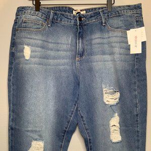 Skinny Distressed Capri Blue Jeans